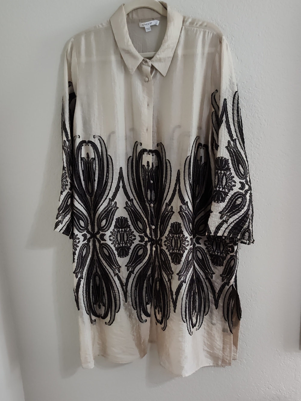 Chico's Travelers Collection Embroidered Shimmer Topper Jacket - Size 3